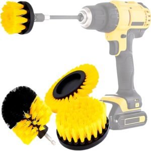 JEX Kit Escovas Multiuso 4pç Limpeza Geral e Automotiva Compacto e Leve com Conexão para Politriz e Furadeira ELF-007