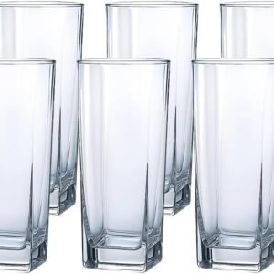 Jogo de 6 Copos de Vidro Texas 315 ml Design Quadrado Elegante e Resistente Ideal para Suco Água Refrigerante Drinks e Café Transparente para Cozinha Bar e Restaurante
