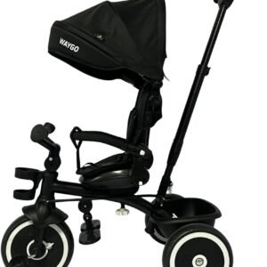 Triciclo Infantil Com Empurrador 2 em1 Waygo Preto Maxi Toys