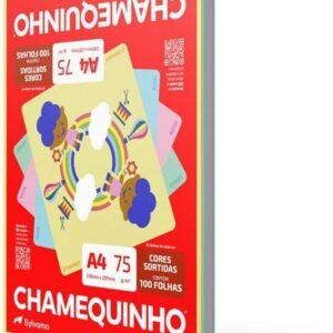 Papel Sulfite A4, Colorido, Chamequinho, 75 gramas, 4 Cores, 210×297 mm, International Paper, Chamex, 29883, 100 Folhas