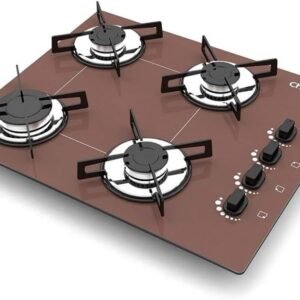 Cooktop 4 bocas Chamalux ultra chama Bivolt Trempe de Chapa Marrom