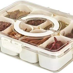 Caixa Organizadora de Alimentos Transparente Geladeira Empilhável Multiuso com Divisórias (Caixa 8 Divisórias Pequenas)