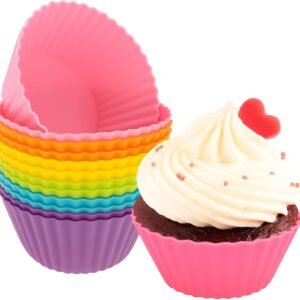 Kit 12 Formas de Silicone para Cupcake, Bolinho, Muffin, Forno e Air Fryer, Resistente a Temperatura, Livre de BPA, Premium