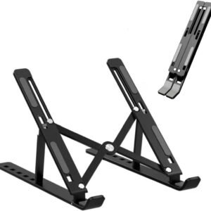 Suporte para Notebook e Tablet Linha Premium em Alumínio Dobrável e Ergonômico Para Desktop Portátil Ajustável em 7 Ângulos com Altura Regulável Leve Apoio Universal (Preto) Suporte para Notebook e Tablet Linha Premium em Alumínio Dobrável e Ergonômico Para Desktop Portátil Ajustável em 7 Ângulos com Altura Regulável Leve Apoio Universal (Preto)