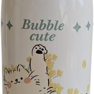 Garrafa Térmica Garrafinha Térmica Infantil Inox Canudo Trava 350 ml – Desenho dinossauro Coelho Carneiro Panda – TYDA (GATINHO VERDE)