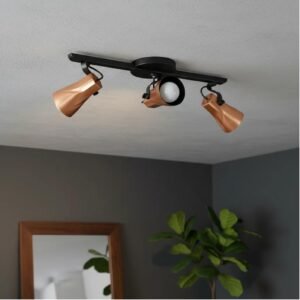 Luminária de Teto Spot Sobrepor Trilho Direcionável Octa 3 Lâmpadas Quarto sala Cozinha Praia Litoral E27 Bivolt (Cobre)