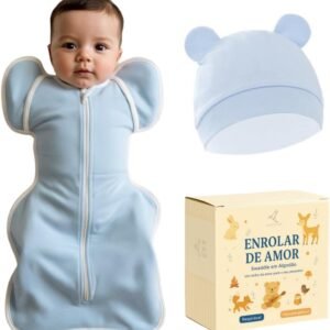 Swaddle Dream Up – Charutinho, Saco de Dormir Ajustável e Cueiro, Swaddle de Transição, Melhora o Sono e Acalma o Reflexo do Susto – Essencial para Recém-nascidos – Cor Azul – Tamanho P