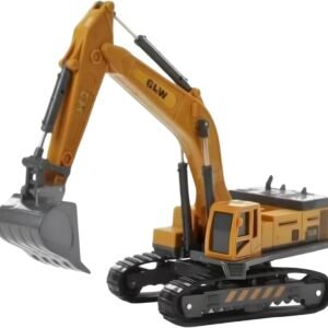 Mini Escavadeira Trator Hidráulica GLW em Escala 1/50, Braço Articulável, Cabine Rotativa 360°, Esteira de Borracha Miniatura Brinquedo Colecionador Realista Brinquedo