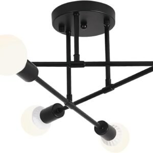 Luminária Pendente Preta Com 6 Cabeças, Pendente Luminária De Teto Regulável, Luminária Pendente Para Cozinha, Quarto, Sala De Estar (Lâmpada Não Incluída)