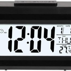 Mini Despertador Digital com Luz Noturna e Função Soneca – Compacto, Silencioso e Ideal para Viagem ou Mesa de Cabeceira (Preto)