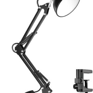 Genérico Luminária de Mesa Articulável Abajur com Garra e Base Leitura Estudo Quarto Articulada Preta Bivolt 110V 220V com Interruptor