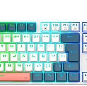 TECLADO MECANICO GAMER REDRAGON TRUNDLE RGB BRANCO, AZUL E ROSA SWITCH MARROM TECLADO MECANICO GAMER REDRAGON TRUNDLE RGB BRANCO, AZUL E ROSA SWITCH MARROM