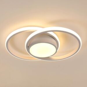 BEMMY Luminária de Teto, Lustre Redondo, Quarto, Cozinha, Sala de Estar, Decoração, Luz de Teto Regulável, Lustre de iluminação tricolor 85-265V (Branco)