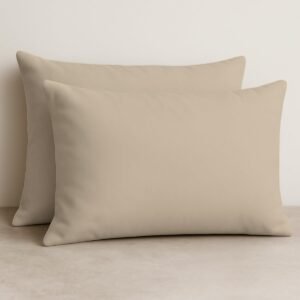 Kit 2 Fronhas De Travesseiro Avulsas 50x70cm Lisas Malha 100% Algodão Com Zíper Escondido Cores Vivas e Toque Macio Cozzilar (Bege)