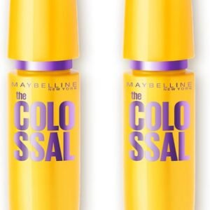 Maybelline NY The Colossal Volum’ Express, Kit Máscaras de Cílios, Volume Colossal, Remoção Instantânea com Água, Fórmula com Colágeno, Cor Preto, 2 Unidades