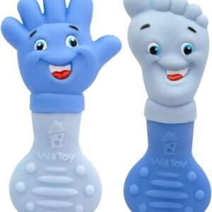 Mordedor Bebê Macio Massageador Gengiva Pezinho Mãozinha (Azul)