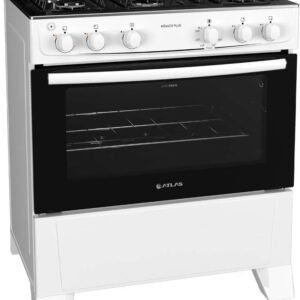 Fogão 5 bocas Atlas Mônaco Plus Branco com Acendimento Automático e Mesa Inox