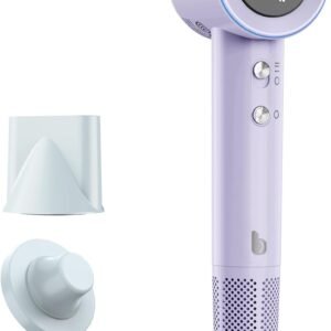 GOKOCO Secador De Cabelo Profissional 220v, 120000 RPM High Speed Hair Dryer 1600W com Display Digital LED e Bocal de ar Magnético, Roxo