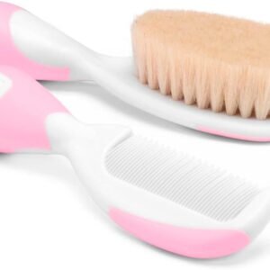 Escova e pente de cerdas naturais, Chicco, Rosa, A Partir Do Nascimento