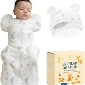 Swaddle Dream Up – Charutinho, Saco de Dormir Ajustável e Cueiro, Swaddle de Transição, Melhora o Sono e Acalma o Reflexo do Susto – Essencial para Recém-nascidos – Cor Nuvens – Tamanho M