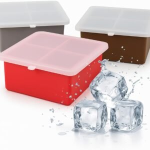 3 formas de gelo silicone com tampa para papinha de neném para Whiskey cubo grande