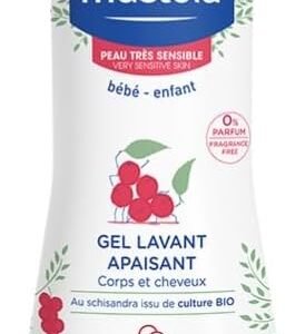 Mustela Gel Lavante Calmante 300ml para Pele Muito Sensível ou Sensibilizada – Sabonete Líquido Corpo e Cabelo Para Bebês e Crianças – Sem fragrância – Feito Com 98% De Ingredientes De Origem Natural