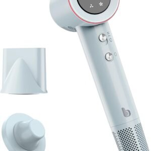 GOKOCO Secador De Cabelo Profissional 110v 127v, 120000 RPM High Speed Hair Dryer 1600W com Display Digital LED e Bocal de ar Magnético, Cinza
