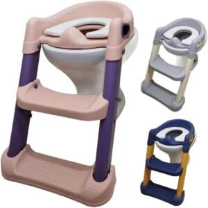 ninho desgin Assento Redutor Infantil para Vaso Sanitário com Escada Assento Redutor Para Vaso Sanitário Pinico Infantil, Mictório, Penico, Almofadado, Desfralde, Antiderrapante (Rosa e Roxo)