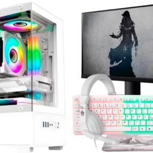 PC Gamer Branco Completo Intel Core i5 Memoria Ram 16GB SSD 240GB Monitor HDMI Kit Gamer