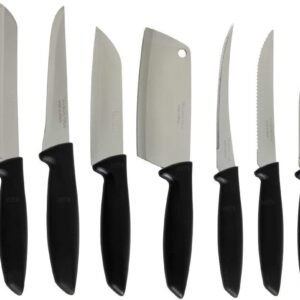 Jogo de Facas Tramontina Plenus com Lâminas em Aço Inox e Cabos de Polipropileno Preto 9 Peças
