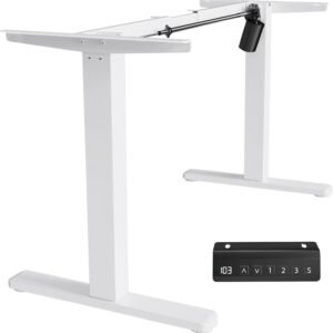 Estrutura de Mesa Elétrica Ajustável para Trabalho em Pé e Sentado – 3 Configurações de Memória, Altura de 72cm a 120cm, Base Ergonômica e Design Silencioso (Branco)