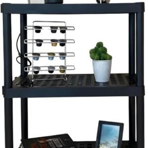 Estante Modular Multiuso Preta com 3 Prateleiras – Versatilidade para Diversos Ambientes