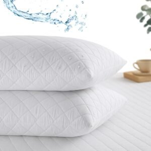 Kit Com 2 Capas Protetoras de Travesseiro Fronha Impermeável E Antialérgica Cor Branco Matelassê Com Acabamento Premium Proteção Contra Ácaros E Líquidos Conforto E Qualidade Para Seu Sono