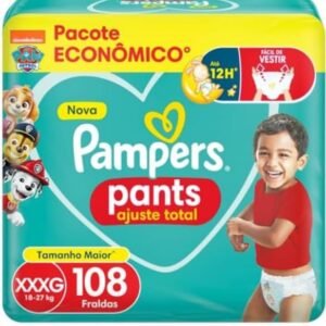 Fralda Pampers Pants Ajuste Total tamanho XXXG, Fácil de Vestir, 108 Unidades