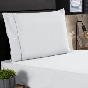 Jogo de Cama Classic Solteiro Percal 400 Fios Ponto Palito 02 Peças, Antiácaro, Anti-pilling com Toque Macio – Branco