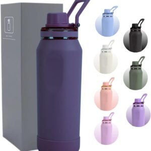 Garrafa Térmica de Aço Inoxidável com Parede Dupla, Isolamento a Vácuo, 500ml (Azul Marinho)