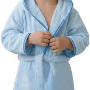 Roupão banho Praia Saída de Piscina Infantil Menina e Menino Poliéster Atoalhado c Capuz Manga Longa