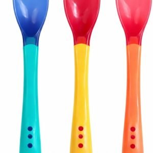 Colher Termo Sensível para Bebê, Muda de Cor Acima de 40°C, Proteção Contra Queimaduras (AZUL)