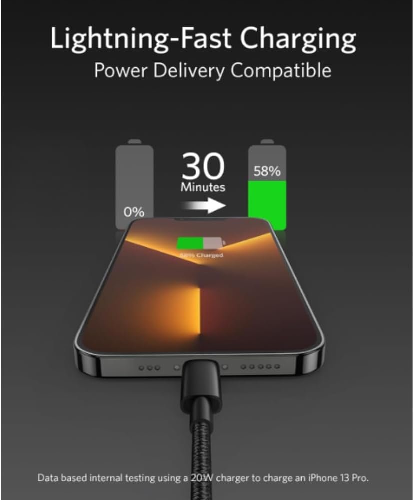 Cabo de Carregamento Compátivel Com iPhone Turbo 30W, 2 Metros de Extensão, Nylon Trançado e Reforçado, Padrão de Qualidade Luxo - Imagem 7