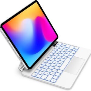 BETTDOW Capa com Teclado e Trackpad para iPad Pro de 11 polegadas (4ª/3ª/2ª/1ª) geração 2022 e Air 6ª e 11 polegadas (M2, 2024) e iPad Air 5ª/4ª geração de 10,9 polegadas,Teclado com LCD DisplayBranco