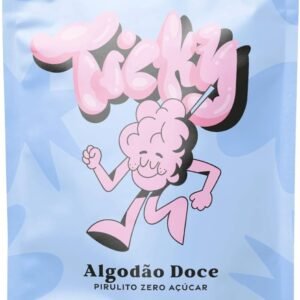 Ticky Pirulito Zero Açúcar Sabor Algodão Doce, 4 Pirulitos