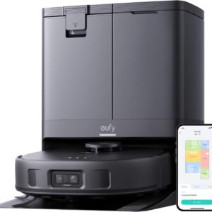 eufy X10 Pro Robô aspirador, Aspiração forte, Evita obstáculos com IA, Lava e seca sozinho, Esvazia e repõe água automaticamente, Escovas antiembaraço, Perfeito para casas com pets, 220V.