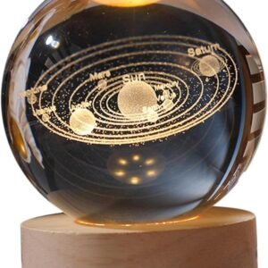 Luminária de Mesa LED Bola de Cristal 3D Space Brilhante (Sistema Solar)