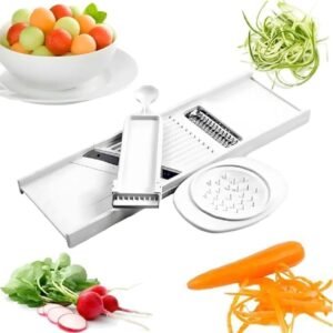 Cortador de legumes Ralador Descascador e Boleador 4 em 1 Dupla Face Ideal para Frutas Queijos Frios e alimentos diversos lâmina em aço inox material Premium ENTREGA RÁPIDA