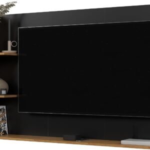 Painel Para TV 50 Polegadas Sala/Quarto Nicho Prateleira Berlim (Preto/Nature)