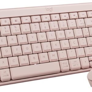 Combo Teclado e Mouse Sem Fio Logitech MK250 Bluetooth com Conectividade Rápida e Fácil, Design Compacto, Mouse Ambidestro, Layout ABNT2, Construção Durável, Compatível com PC e Mac – Rosa