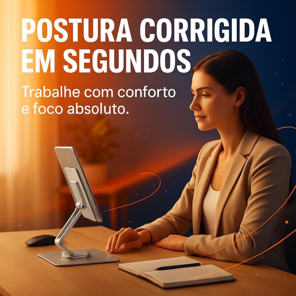 Suporte Para Tablet Smartphone Celular de Mesa Ajustável Dobrável Articulado Antiderrapante Rotação 360º Resistente Universal Portátil - Imagem 2