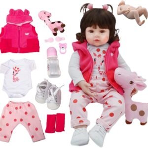 Brastoy Boneca Bebê Reborn Menina Silicone Olhos Castanhos 48cm Pode Dar Banho