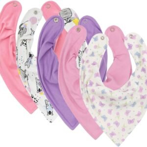Kit 5 Babadores Bandana Impermeáveis para Bebê – 100% Algodão, Laváveis e Reutilizáveis