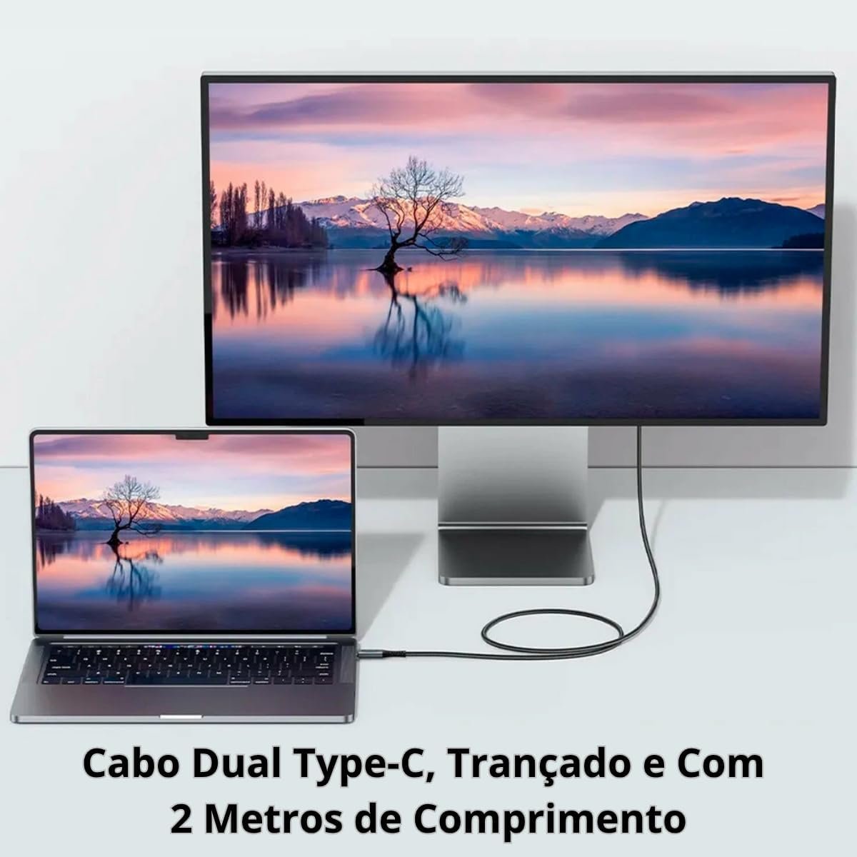 Cabo USB C 4.0 240W 20Gbps 4K 60Hz Premium Para Transmissão Dados E Vídeo Carregamento Rápido Notebook Tablet Smartphone Tipo C 2 metros - Imagem 6